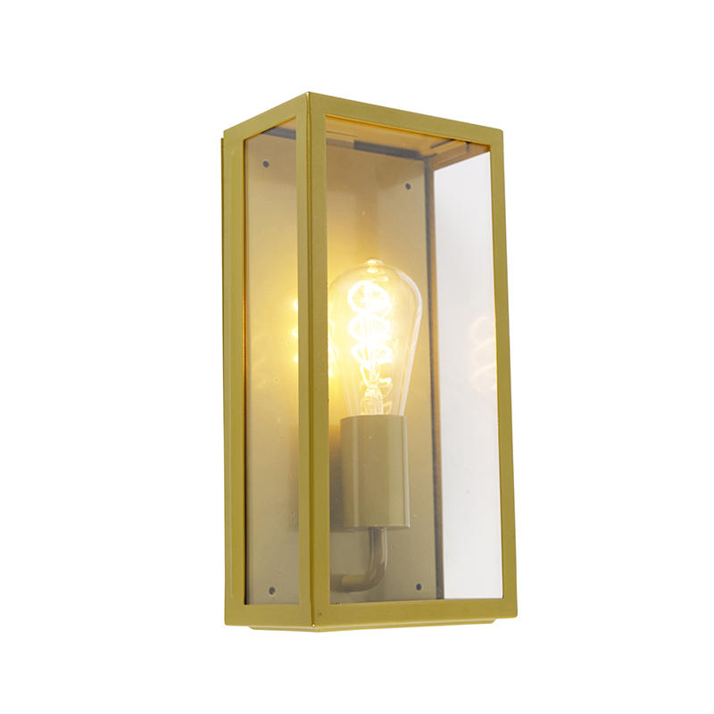 wandlampen buiten wandlamp goud IP44 met glas Rotterdam GlasRoestvrij staal Deze bestaat uit een rechthoekig frame voorzien van glazen panelen aan de zijkanten