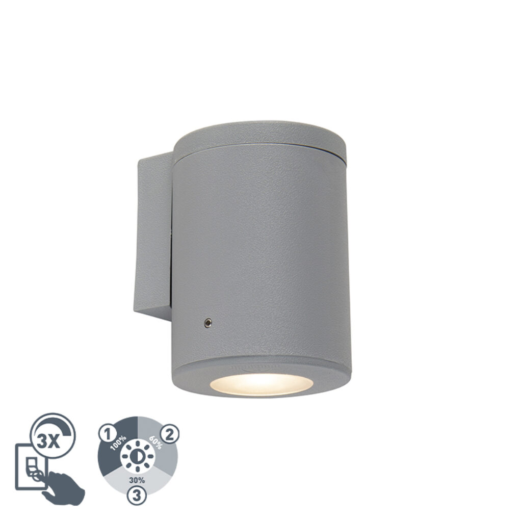 wandlampen buiten Wandlamp grijs IP55 incl. 1 x GU10 3 staps dimbaar Franca Kunststof Grijs Om je tuin terras of zelfs de badkamer in spotlights te zetten is