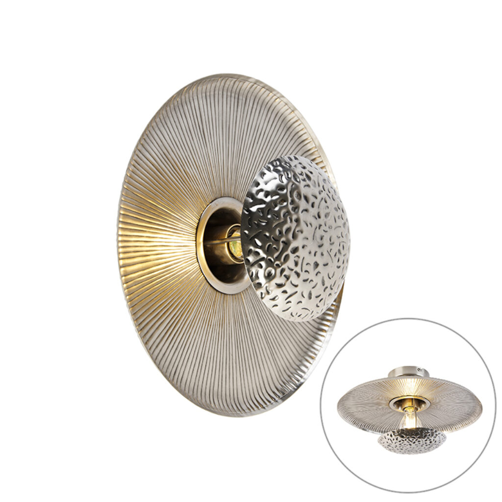 wandlampen Design wandlamp antiek staal Moos Staal Ga voor een blikvanger met deze Je kan ervoor kiezen om hem als of plafondlamp te monteren. Multifunctioneel
