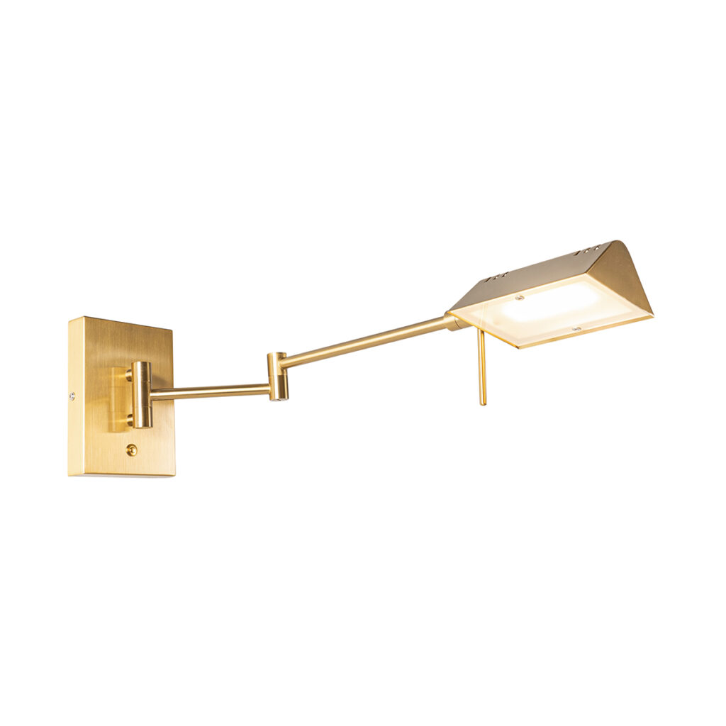 wandlampen Design wandlamp messing incl. LED met touch dimmer Notia Staal