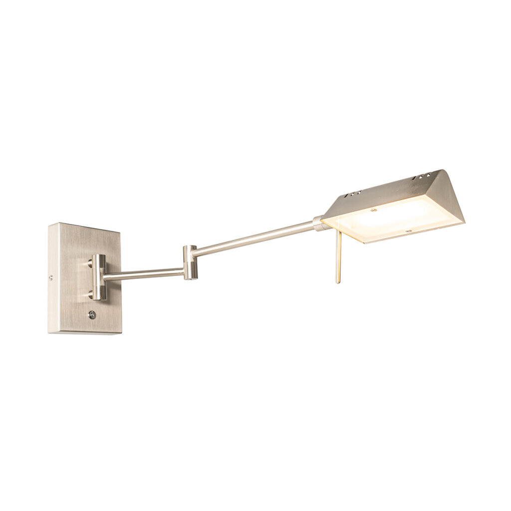 wandlampen Design wandlamp staal incl. LED met touch dimmer Notia Staal