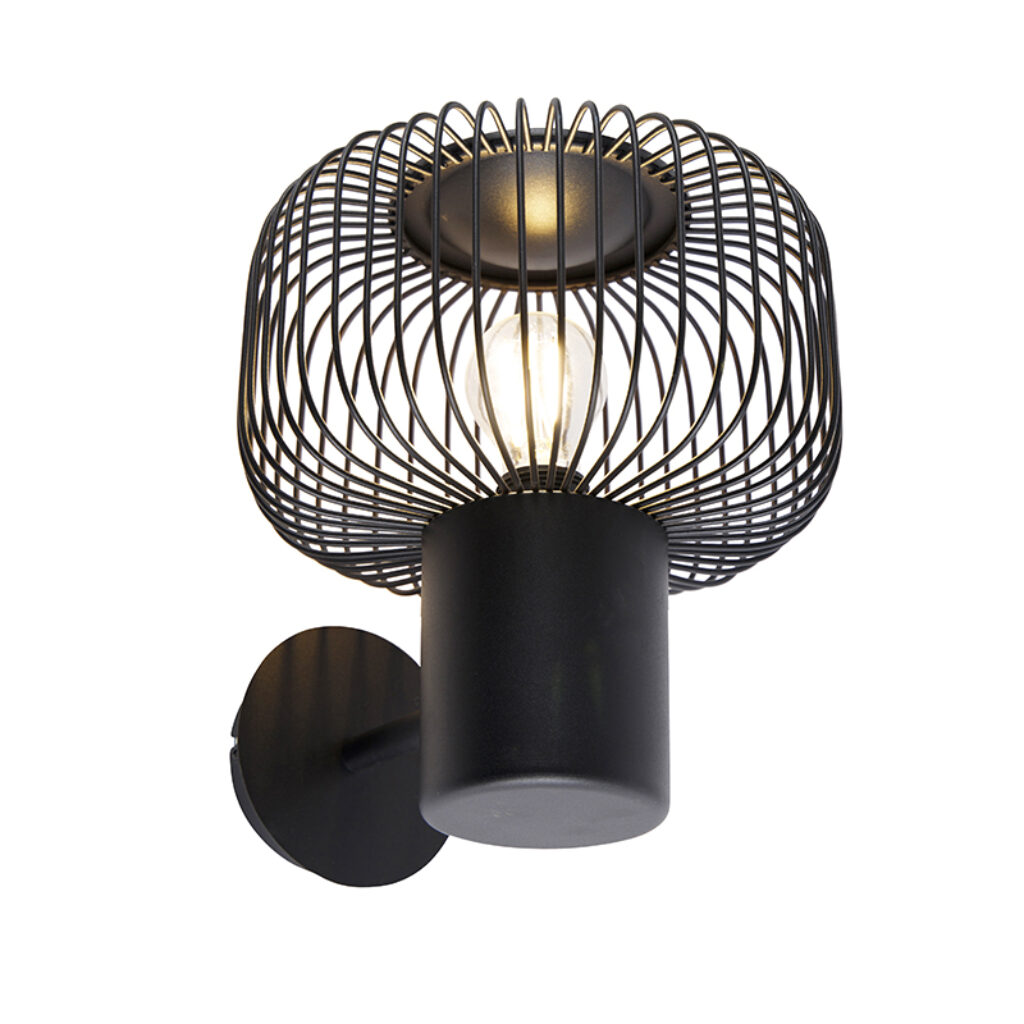 wandlampen Design wandlamp zwart Baya Staal Zwart Een unieke eyecatcher dankzij zijn open design en stoere Deze steelt de show in woonkamer slaapkamer of als