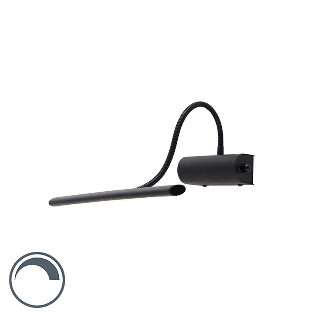 wandlampen Design wandlamp zwart 32 cm incl. LED met dimmer Tableau Staal Zwart Deze strakke is een ware toevoeging aan je Het design geeft woning meteen