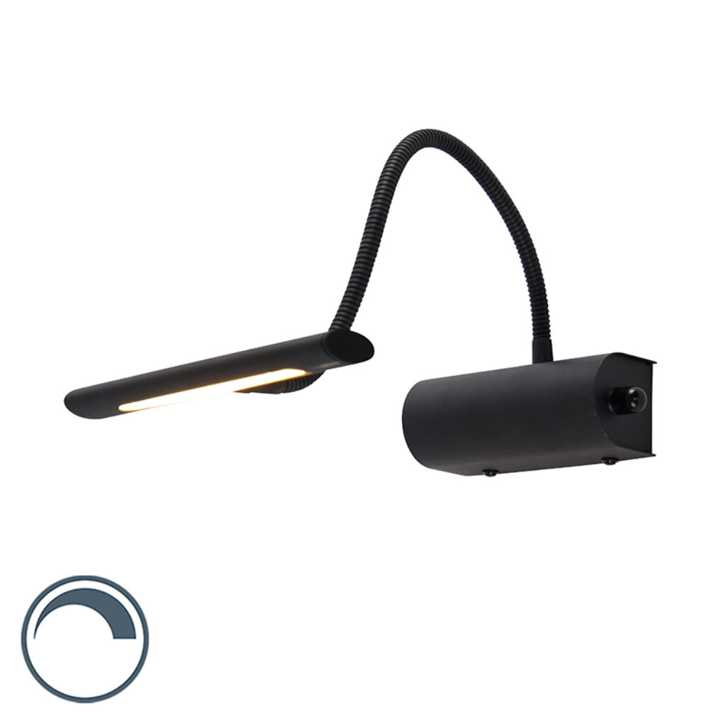 wandlampen Design wandlamp zwart 185 cm incl. LED met dimmer Tableau Staal Zwart Deze strakke is een ware toevoeging aan je Het design geeft woning meteen