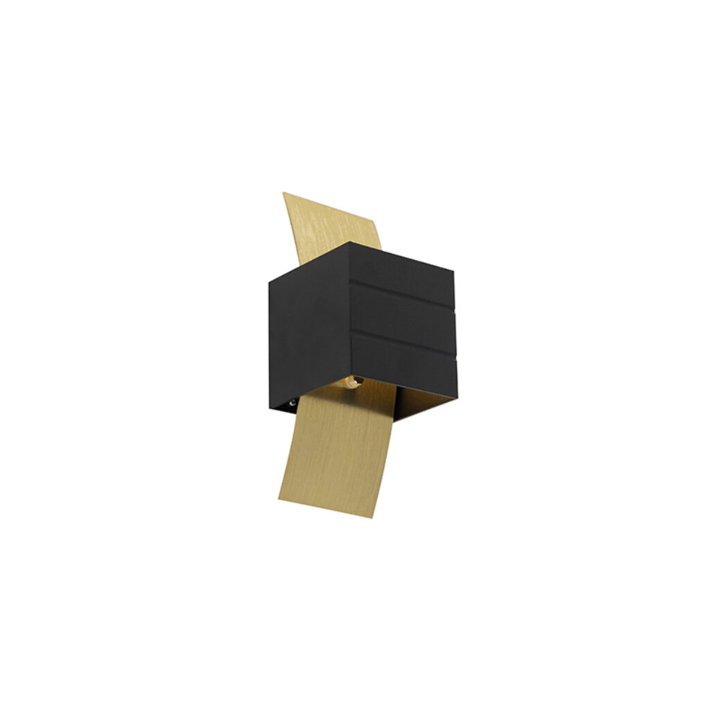 wandlampen Design wandlamp zwart met goud Amy Aluminium Zwart Deze design geeft een verrassend Staat mooi in de hal maar eigenlijk kan deze prima iedere ruimte