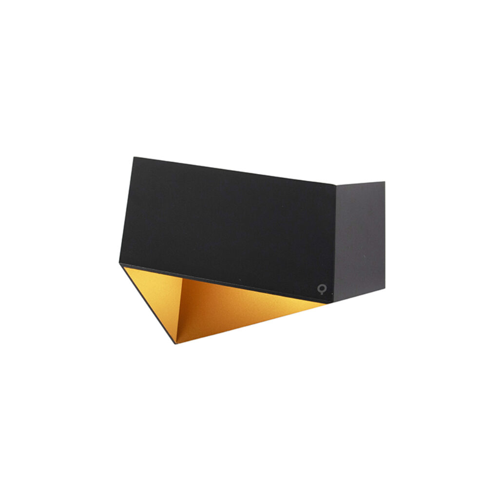 wandlampen Design wandlamp zwart met goud Fold Aluminium Zwart Een unieke aanschaffen om als sfeermaker in je interieur te De Wandlamp is dan het ideale
