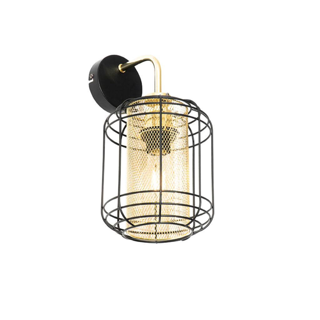 wandlampen Design wandlamp zwart met goud Gaze Down Staal Zwart Haal een echt designstuk in huis onze Down. Deze is afgewerkt het goud. combinatie zorgt voor