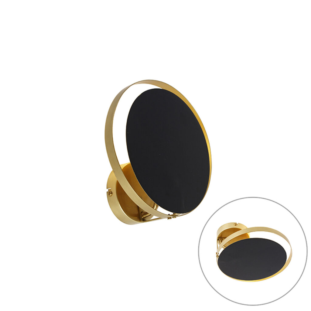 wandlampen Design wandlamp zwart met goud Otis Staal Zwart Deze is bijzonder dankzij het lichteffect aan de muur. De afwerking in maakt hem extra speciaal. Je