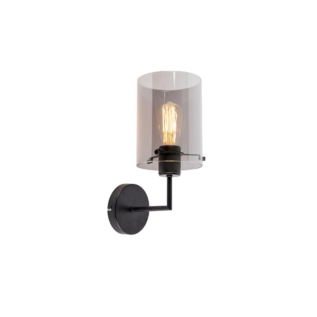 wandlampen Design wandlamp zwart met smoke glas Dome GlasStaal Zwart Ben je op zoek naar een moderne eyecatcher in is de echt iets voor Hij mooi afgewerkt en