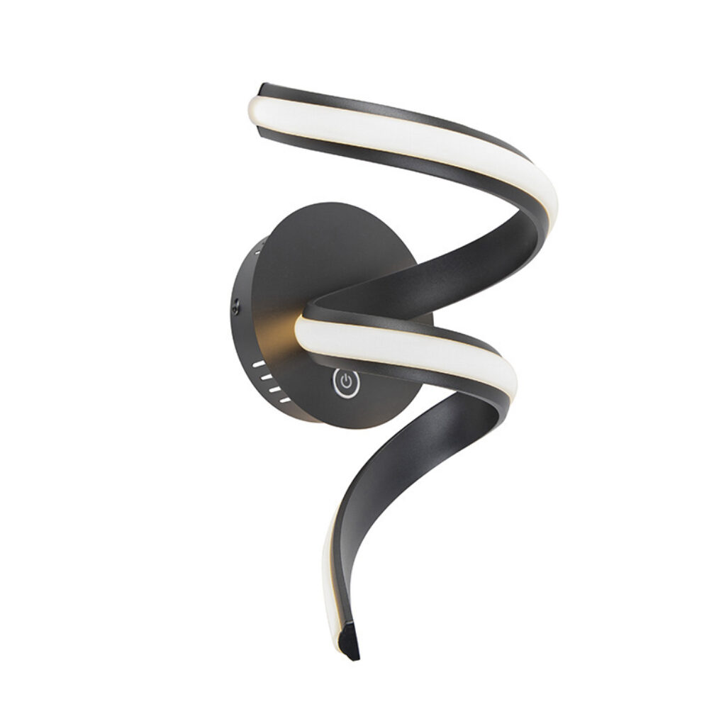 wandlampen Design wandlamp zwart touchdimmer incl. LED Twisted Aluminium Zwart Wandlamp is een design stuk in jouw interieur. Hij mooi afgewerkt tijdloze zwarte