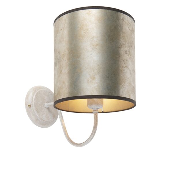 wandlampen Klassieke wandlamp beige met zinken kap Matt KunststofMetaal Grijs go Deze cilindervormige is perfect om je muur een klassieke look te geven. Het