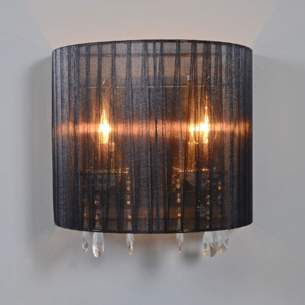 Klassieke wandlamp chroom met zwarte kap - Ann-Kathrin 2 - Afbeelding 2