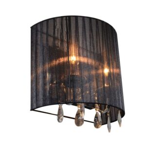 wandlampen Klassieke wandlamp chroom met zwarte kap 2 GlasStofStaal Zwart Een klassiek ontwerp heeft 2. Sierlijke vormen een semi transparantie lampenkap er