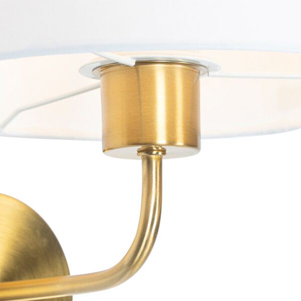 Klassieke wandlamp goud stoffen kap wit - Cas - Afbeelding 2