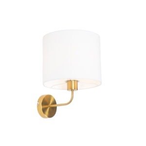 wandlampen Klassieke wandlamp goud stoffen kap wit Cas StaalStof Wit Wat een schattige lamp is Cas. Geef klassieke uitstraling aan je interieur met deze gemaakt