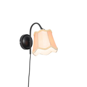 wandlampen Klassieke wandlamp zwart met lampenkap goud Nona StaalStof Haal een klassieker in huis onze wandlamp. Een opvallende toevoeging aan de muur hal of