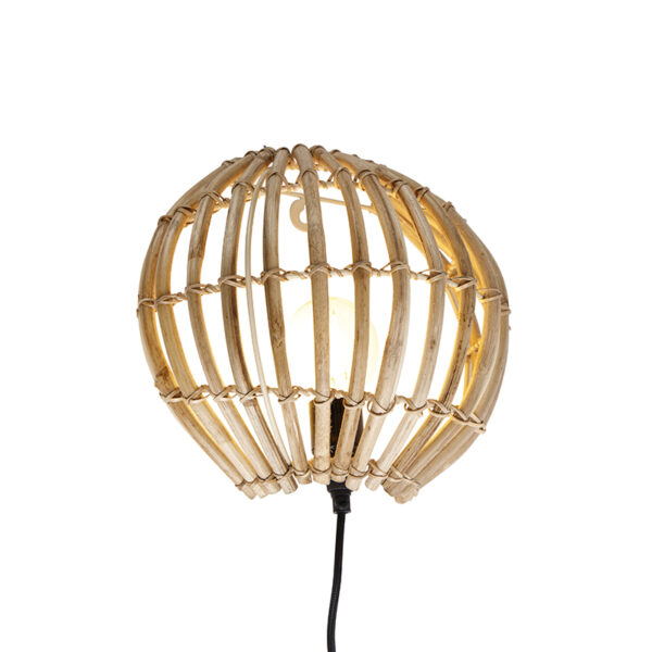 wandlampen Landelijke wandlamp bamboe Canna Bamboe Naturel Deze is een landelijke gemaakt van in combinatie met staal. Een sfeervolle eyecatcher De lichtbron
