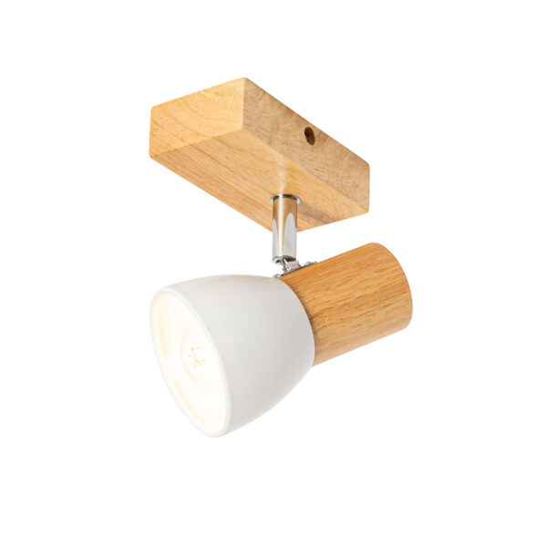Landelijke wandlamp hout met wit verstelbaar - Thorin - Afbeelding 2