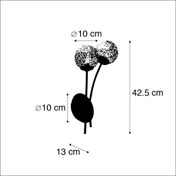 Landelijke wandlamp roestbruin met schakelaar 2-lichts - Kreta - Afbeelding 3