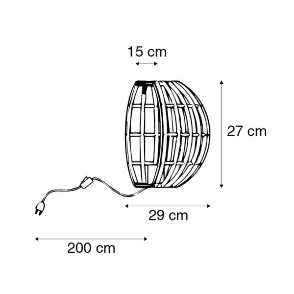 Landelijke wandlamp zwart 25 cm - Canna - Afbeelding 3