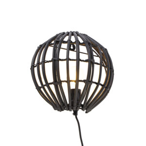 wandlampen Landelijke wandlamp zwart 25 cm Canna BamboeStaal Zwart is een van bamboe dat niet Echt iets voor liefhebbers meer landelijke of natuurlijke stijl.