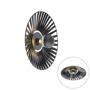 wandlampen Landelijke wandlamp zwart 40 cm Leia StofStaal Zwart is een veelzijdige lamp. Hij zowel te gebruiken voor op het plafond als de Zijn ronde vorm met