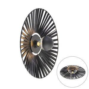 wandlampen Landelijke wandlamp zwart 46 cm Leia StofStaal Zwart is een veelzijdige lamp. Je kan hem gebruiken als plafondlamp maar ook opvallende Zijn ronde