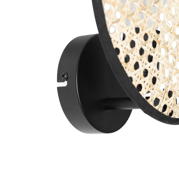 Landelijke wandlamp zwart met rotan 25 cm - Kata - Afbeelding 2