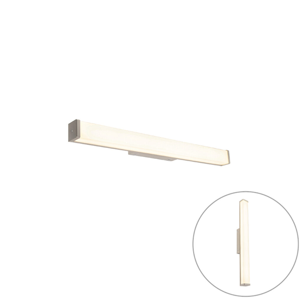 wandlampen Moderne badkamer wandlamp staal 62 cm IP44 Cascada KunststofStaal Staal Onze komt perfect tot zijn recht boven de Met rechte vorm en fris ogende