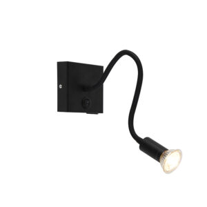 wandlampen Moderne flexibele wandlamp USB zwart Zeno Staal Zwart De is een ideale leeslamp of accentverlichting. Deze inclusief je kan dus makkelijk telefoon