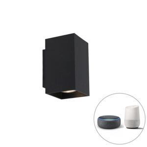 wandlampen Moderne Smart wandlamp zwart incl. 2 WiFi GU10 Sandy Staal Zwart Wat een mooie is deze Een moderne toevoeging aan je interieur. De lamp gemaakt van