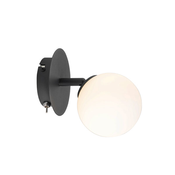 Moderne spot zwart met opaal glas met schakelaar - Athens - Afbeelding 2