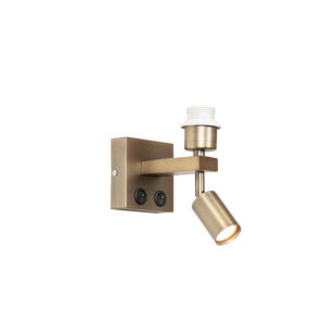 wandlampen Moderne wandlamp brons met leeslamp Brescia Staal Brons Haal een moderne in huis onze Brescia. Hij is gemaakt van staal en afgewerkt bronzen kleur.