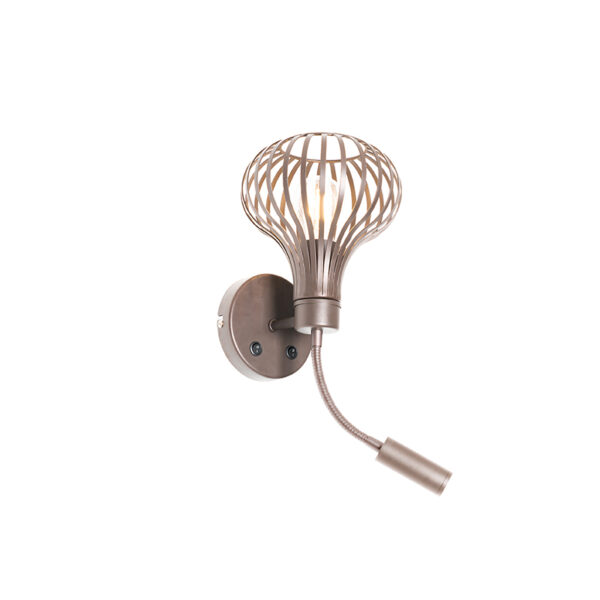 Moderne wandlamp bruin met leeslamp 2-lichts - Saffira Brescia - Afbeelding 2