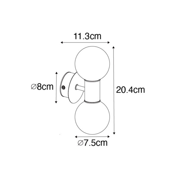 Moderne wandlamp goud IP44 2-lichts - Cederic - Afbeelding 3