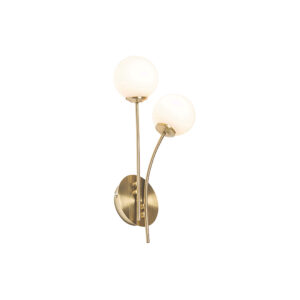wandlampen Moderne wandlamp goud met opaal glas Athens StaalGlas Goud Wat een schattig is Door zijn opale rond kap verspreidt het licht zich geleidelijk door de