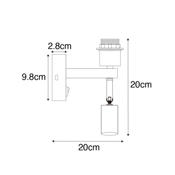 Moderne wandlamp koper met leeslamp - Brescia - Afbeelding 3