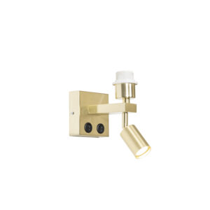 wandlampen Moderne wandlamp messing met leeslamp Brescia Staal Haal een moderne in huis onze Brescia. Hij is gemaakt van staal en afgewerkt gouden kleur. De