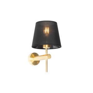 wandlampen Moderne wandlamp messing met zwart Pluk StaalStof Wandlamp is een moderne lamp klassieke twist. Door zijn kleur gebruik van goud past hij perfect in