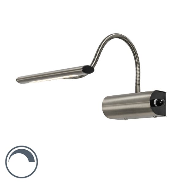 wandlampen Moderne wandlamp staal incl. LED Tableau Metaal Staal De energiezuinige is uitgevoerd in wat hem erg tijdloos maakt. Hij voorzien van een flexibele