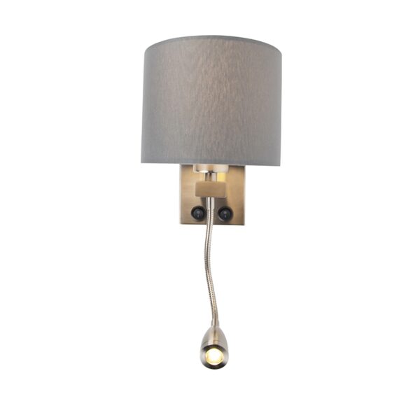 Moderne wandlamp staal met grijze kap - Brescia - Afbeelding 2