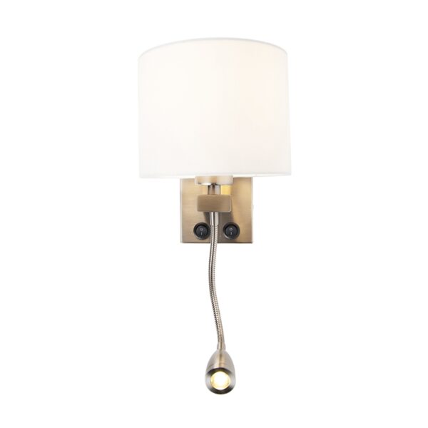 Moderne wandlamp staal met witte kap - Brescia - Afbeelding 2