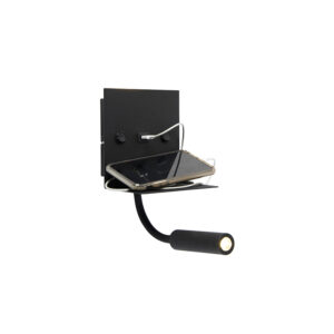 wandlampen Moderne wandlamp USB zwart met flexarm Duppio StaalAluminium Zwart De is enorm functioneel Je kan de instellen hoe jij het wil zodat je bepalen waar
