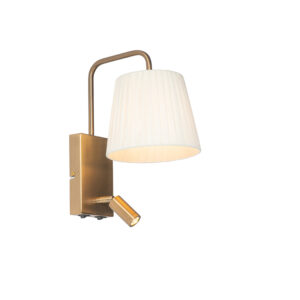 wandlampen Moderne wandlamp wit en brons met leeslamp Renier KunststofStaal Brons is een stijlvolle twee lichtpunten super Hij gemaakt van staal kunststof