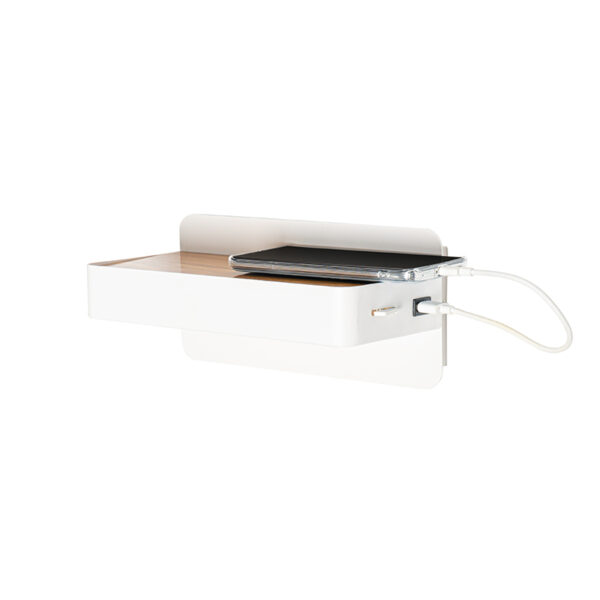 Moderne wandlamp wit incl. LED met USB en schakelaar - Ted - Afbeelding 2