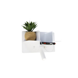 wandlampen Moderne wandlamp wit incl. LED met USB Thijs Staal Wit Wandlamp is de perfecte voor in slaapkamer. Door portal en houder kun je eenvoudig smartphone
