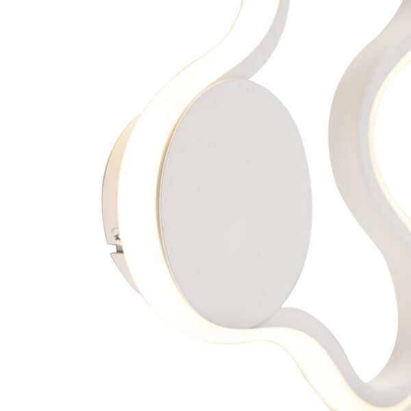 wandlampen Moderne wandlamp wit incl. LED Plomp AluminiumKunststofStaal Wit De is een erg unieke Hij heeft golvende vormen wat hem speciaal maakt. Deze lamp