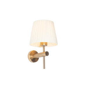 wandlampen Moderne wandlamp wit met brons Pluk StofStaal Brons Wandlamp is een moderne lamp klassieke twist. Door zijn kleur gebruik van past hij perfect in het