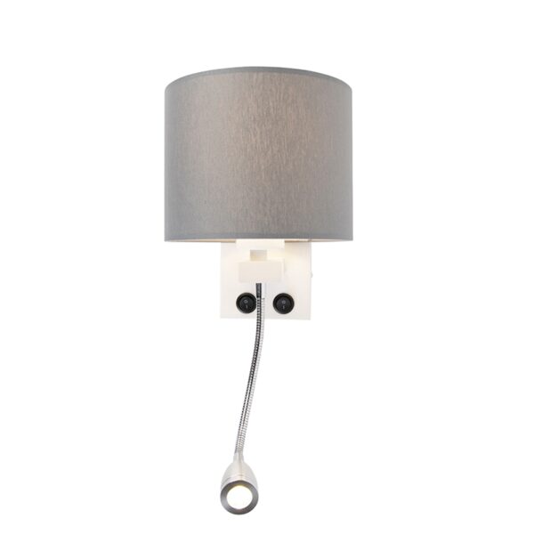 Moderne wandlamp wit met grijze kap - Brescia - Afbeelding 2