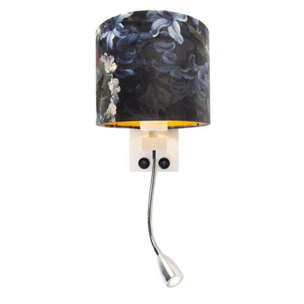 Moderne wandlamp wit met kap velours bloemen - Brescia - Afbeelding 2